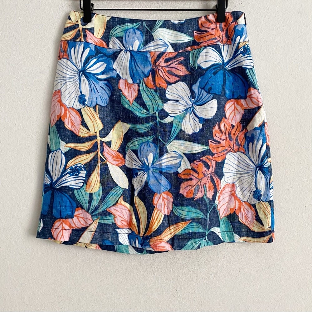 Tommy Bahama Tropical Floral Short Lined Linen Skirt size 4 - Picture 2 of 10